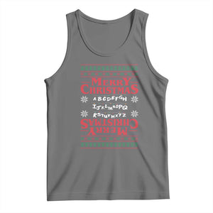 Funny Stranger Xmas Tank Top Merry Christmas Alphabet Neon Lights Movie TS11 Black Heather Print Your Wear