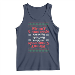Funny Stranger Xmas Tank Top Merry Christmas Alphabet Neon Lights Movie TS11 Navy Print Your Wear