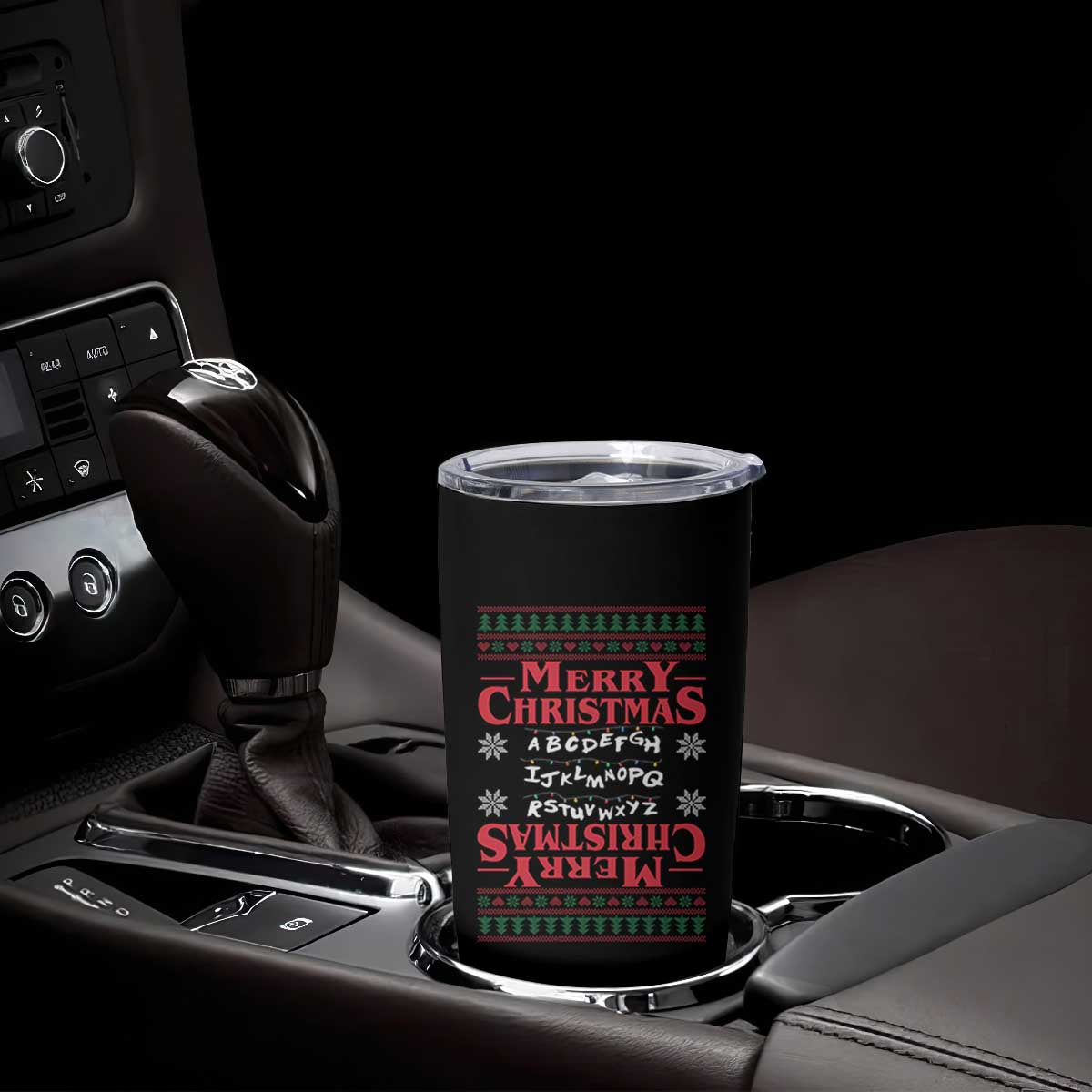 Funny Stranger Xmas Tumbler Cup Merry Christmas Alphabet Neon Lights Movie TS11 Print Your Wear