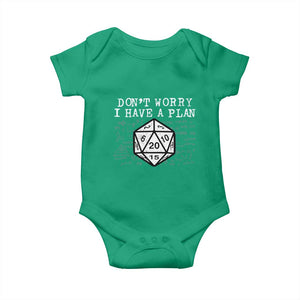 Funny RPG Gamer Dont Worry I Have A Plan Baby Onesie D20 Tabletop TS11 Irish Green Print Your Wear
