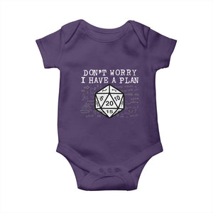 Funny RPG Gamer Dont Worry I Have A Plan Baby Onesie D20 Tabletop TS11 Purple Print Your Wear