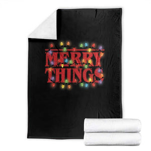 Funny Stranger Christmas Throw Blanket Merry Things Xmas Movie Neon Lights TS11 Black Print Your Wear