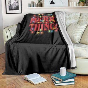 Funny Stranger Christmas Throw Blanket Merry Things Xmas Movie Neon Lights TS11 Print Your Wear