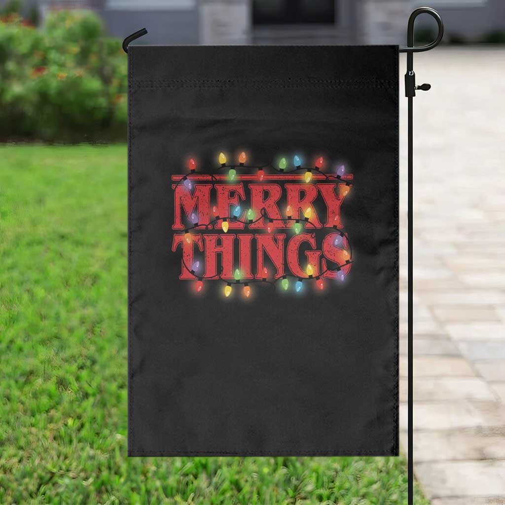 Funny Stranger Christmas Garden Flag Merry Things Xmas Movie Neon Lights TS11 Print Your Wear