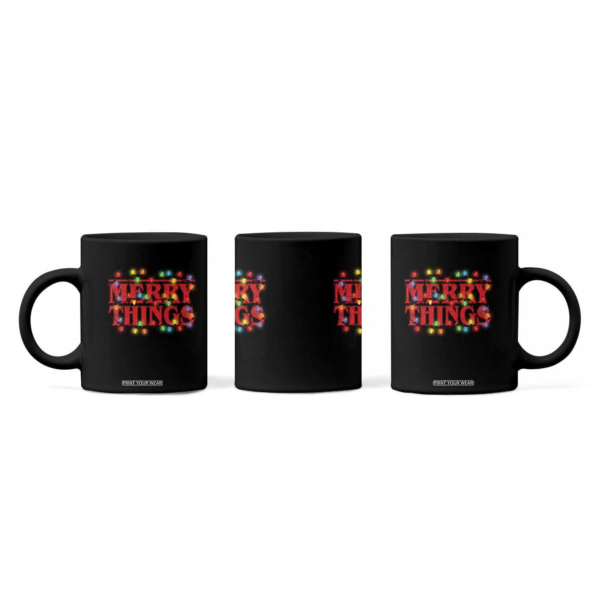 Funny Stranger Christmas Coffee Mug Merry Things Xmas Movie Neon Lights TS11 Print Your Wear