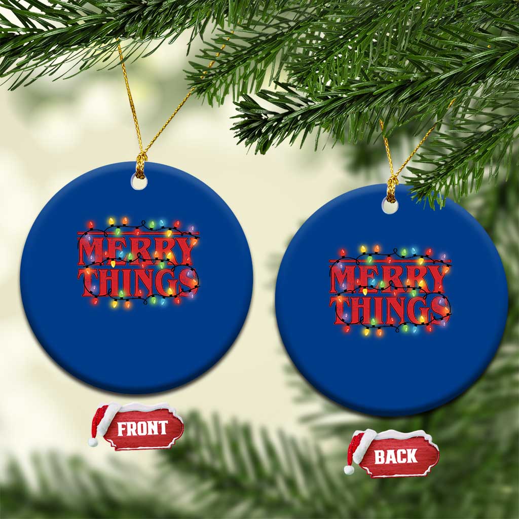 Funny Stranger Christmas Ceramic Ornament Merry Things Xmas Movie Neon Lights TS11 1pc Blue Print Your Wear