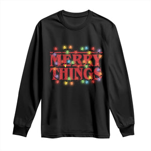 Funny Stranger Christmas Long Sleeve Shirt Merry Things Xmas Movie Neon Lights TS11 Black Print Your Wear