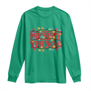 Funny Stranger Christmas Long Sleeve Shirt Merry Things Xmas Movie Neon Lights TS11 Irish Green Print Your Wear