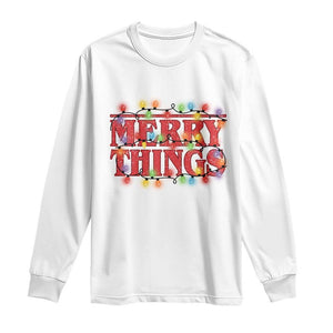 Funny Stranger Christmas Long Sleeve Shirt Merry Things Xmas Movie Neon Lights TS11 White Print Your Wear