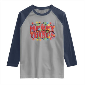 Funny Stranger Christmas Raglan Shirt Merry Things Xmas Movie Neon Lights TS11 Sport Gray Navy Print Your Wear