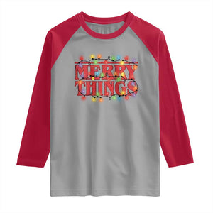 Funny Stranger Christmas Raglan Shirt Merry Things Xmas Movie Neon Lights TS11 Sport Gray Red Print Your Wear