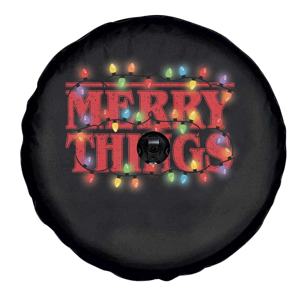 Funny Stranger Christmas Spare Tire Cover Merry Things Xmas Movie Neon Lights TS11 Print Your Wear