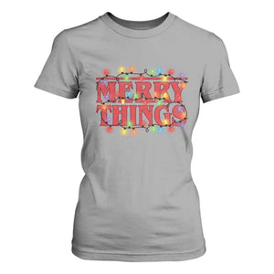 Funny Stranger Christmas T Shirt For Women Merry Things Xmas Movie Neon Lights TS11 Sport Gray Print Your Wear