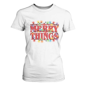 Funny Stranger Christmas T Shirt For Women Merry Things Xmas Movie Neon Lights TS11 White Print Your Wear
