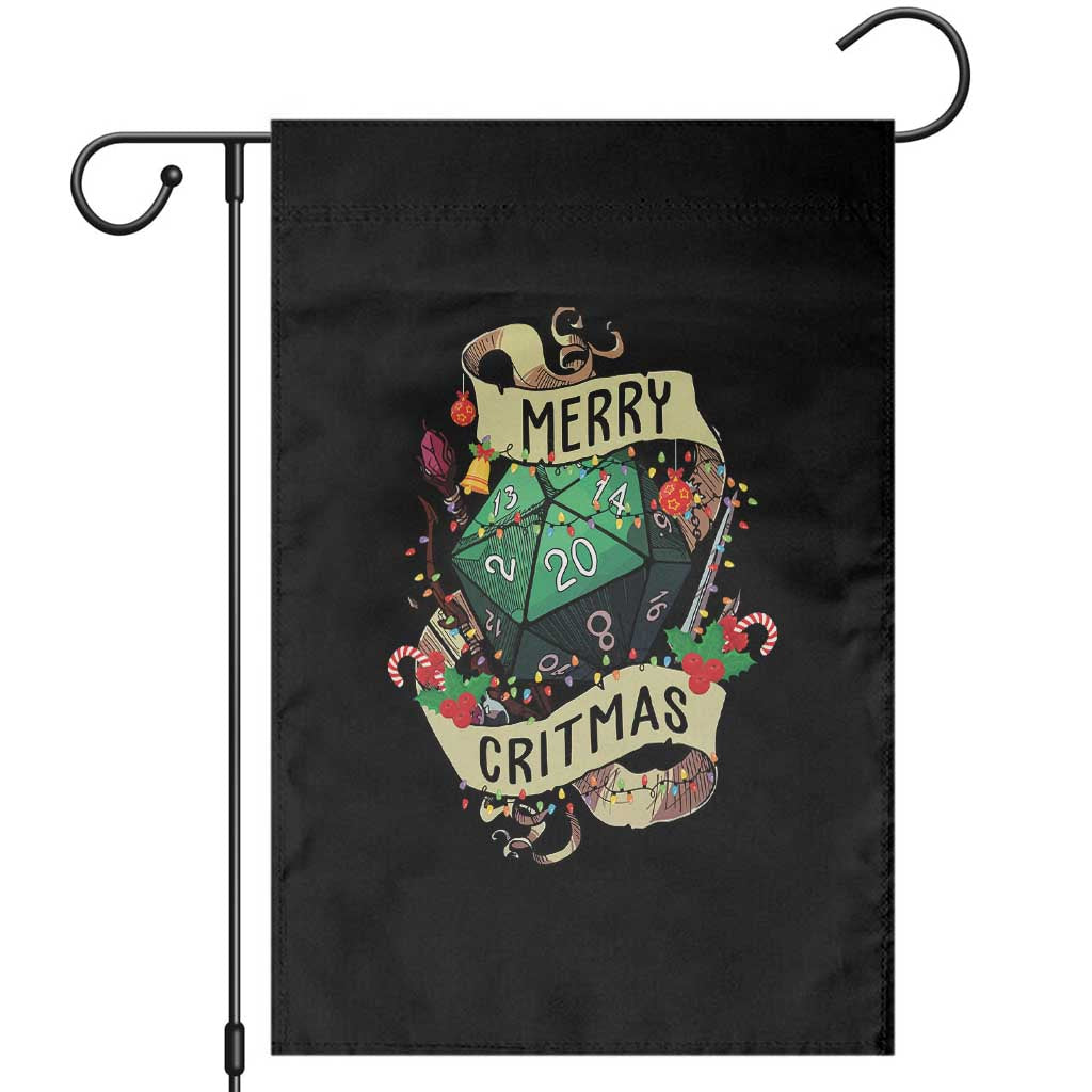 Funny Christmas Tabletop RPG Garden Flag Merry Critmas D20 RPG Gamer Gaming TS11 Black Print Your Wear