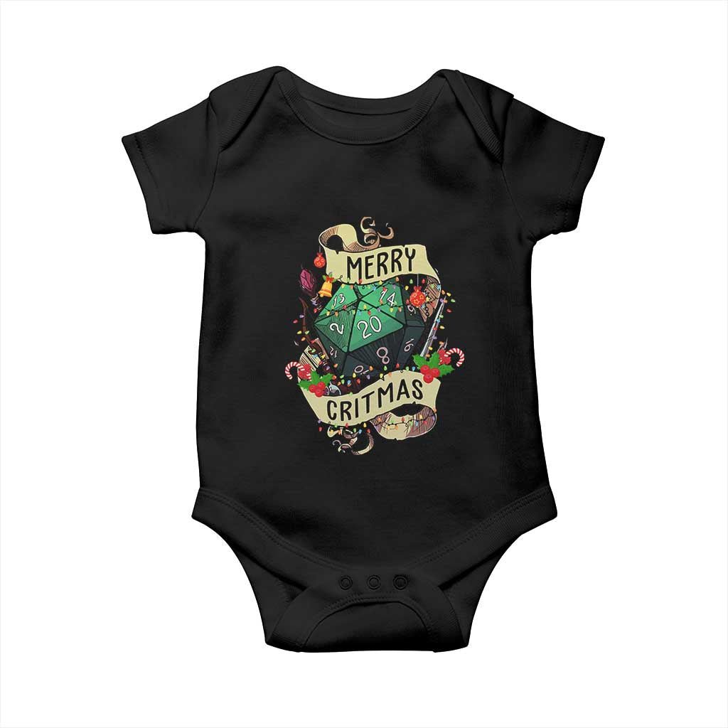 Funny Christmas Tabletop RPG Baby Onesie Merry Critmas D20 RPG Gamer Gaming TS11 Black Print Your Wear