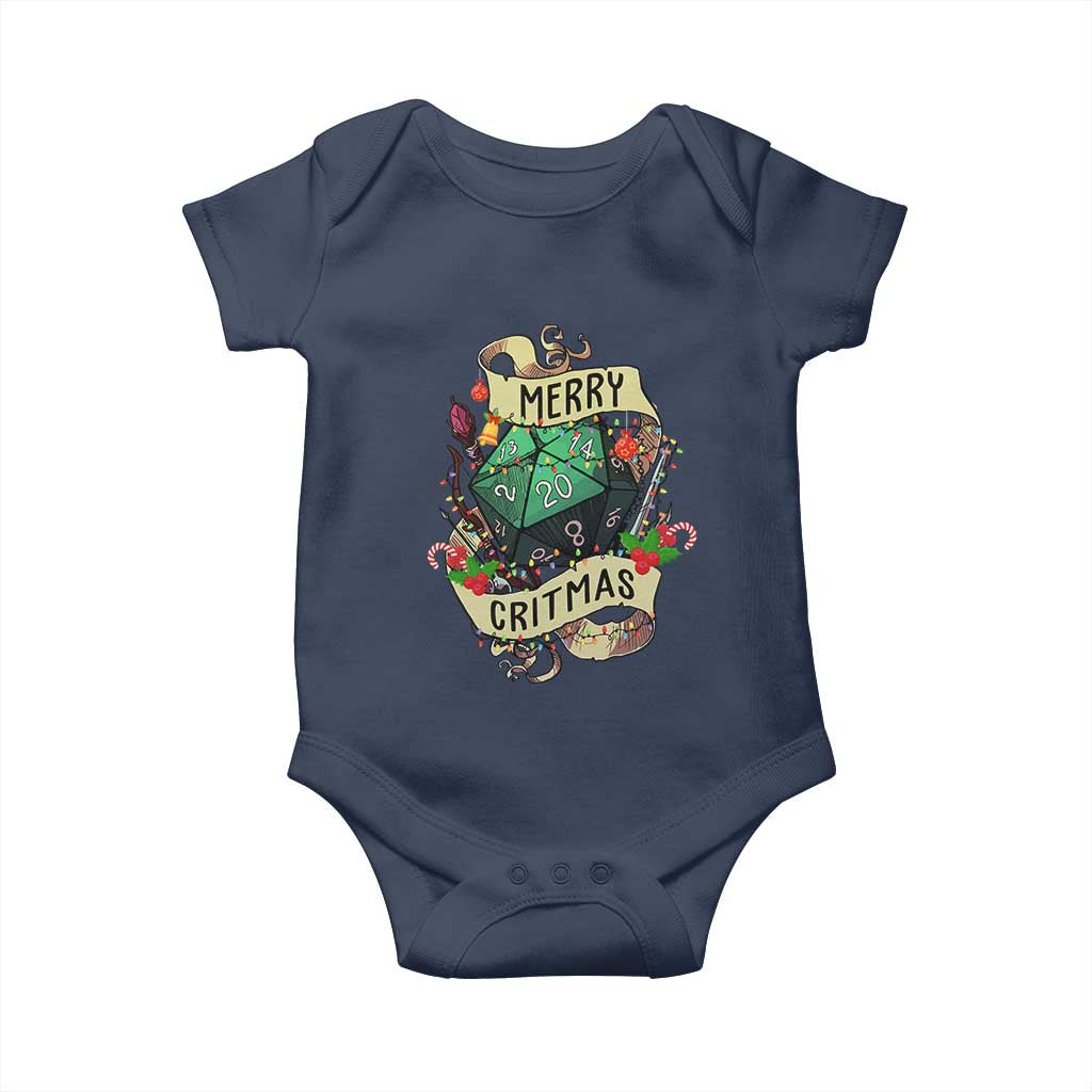 Funny Christmas Tabletop RPG Baby Onesie Merry Critmas D20 RPG Gamer Gaming TS11 Navy Print Your Wear