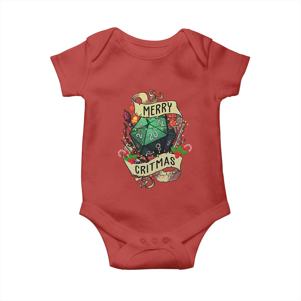 Funny Christmas Tabletop RPG Baby Onesie Merry Critmas D20 RPG Gamer Gaming TS11 Red Print Your Wear