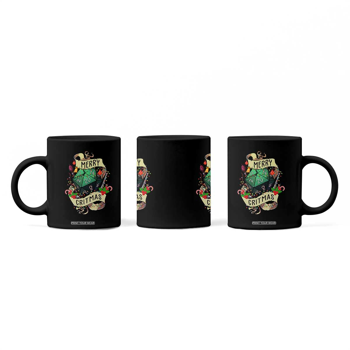 Funny Christmas Tabletop RPG Coffee Mug Merry Critmas D20 RPG Gamer Gaming TS11 Print Your Wear