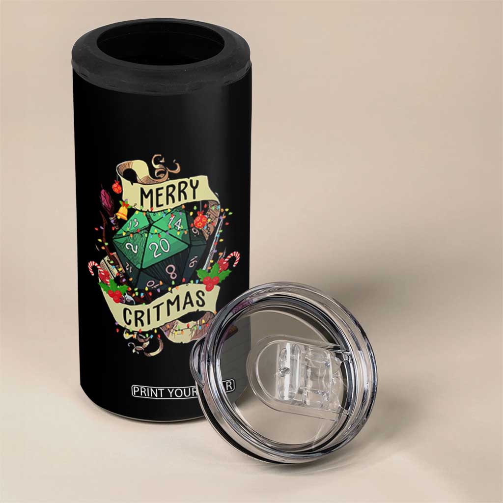 Funny Christmas Tabletop RPG 4 in 1 Can Cooler Tumbler Merry Critmas D20 RPG Gamer Gaming TS11 Print Your Wear