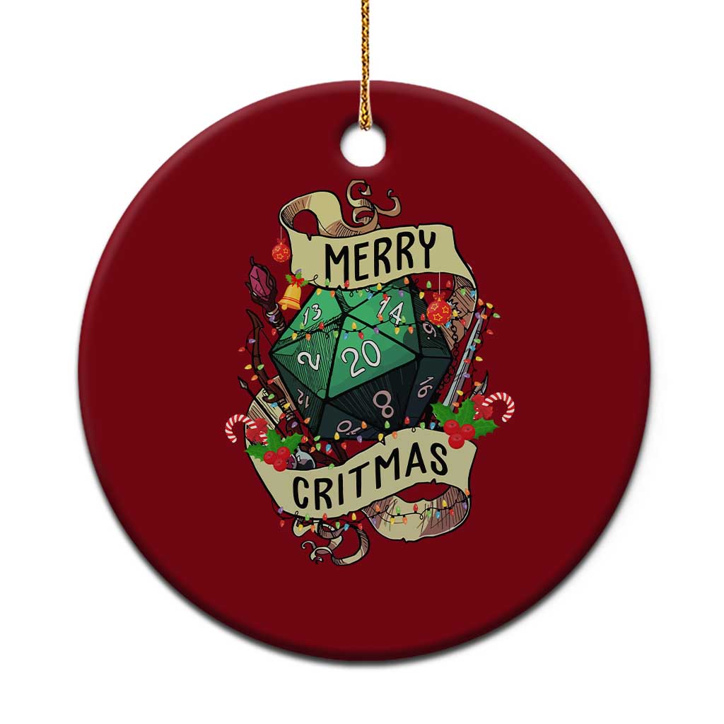 Funny Christmas Tabletop RPG Ceramic Ornament Merry Critmas D20 RPG Gamer Gaming TS11 1pc Red Print Your Wear