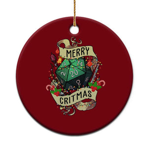 Funny Christmas Tabletop RPG Ceramic Ornament Merry Critmas D20 RPG Gamer Gaming TS11 1pc Red Print Your Wear