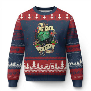 Funny Xmas Tabletop RPG Ugly Christmas Sweater Merry Critmas D20 RPG Gamer Gaming TS11 Navy Red Print Your Wear