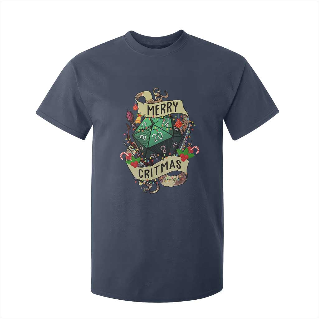 Funny Christmas Tabletop RPG T Shirt For Kid Merry Critmas D20 RPG Gamer Gaming TS11 Navy Print Your Wear