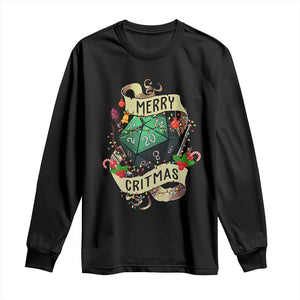 Funny Christmas Tabletop RPG Long Sleeve Shirt Merry Critmas D20 RPG Gamer Gaming TS11 Black Print Your Wear