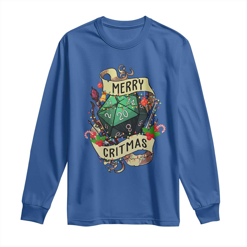Funny Christmas Tabletop RPG Long Sleeve Shirt Merry Critmas D20 RPG Gamer Gaming TS11 Royal Blue Print Your Wear