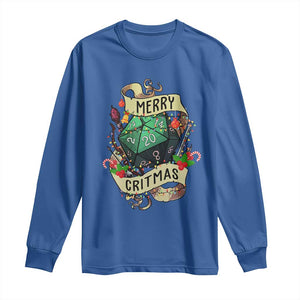 Funny Christmas Tabletop RPG Long Sleeve Shirt Merry Critmas D20 RPG Gamer Gaming TS11 Royal Blue Print Your Wear