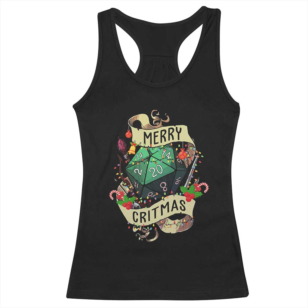 Funny Christmas Tabletop RPG Racerback Tank Top Merry Critmas D20 RPG Gamer Gaming TS11 Black Print Your Wear