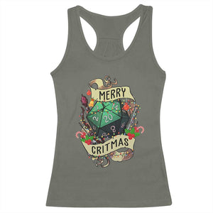 Funny Christmas Tabletop RPG Racerback Tank Top Merry Critmas D20 RPG Gamer Gaming TS11 Military Green Print Your Wear