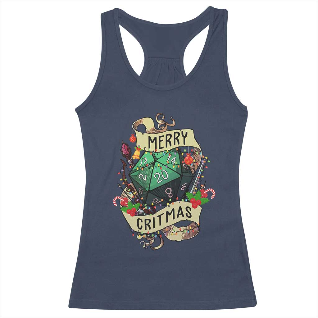 Funny Christmas Tabletop RPG Racerback Tank Top Merry Critmas D20 RPG Gamer Gaming TS11 Navy Print Your Wear