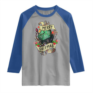 Funny Christmas Tabletop RPG Raglan Shirt Merry Critmas D20 RPG Gamer Gaming TS11 Sport Gray Royal Print Your Wear