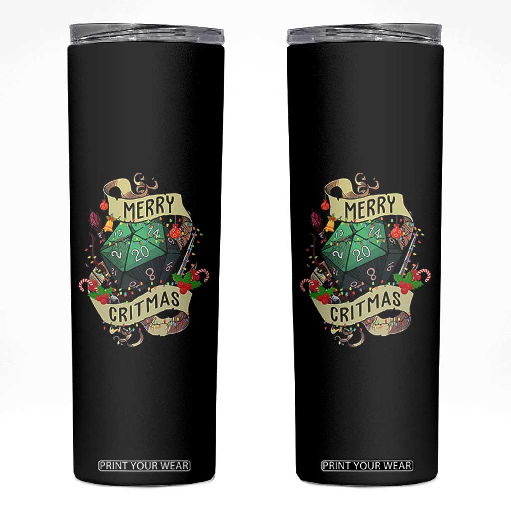 Funny Christmas Tabletop RPG Skinny Tumbler Merry Critmas D20 RPG Gamer Gaming TS11 Black Print Your Wear
