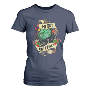 Funny Christmas Tabletop RPG T Shirt For Women Merry Critmas D20 RPG Gamer Gaming TS11 Navy Print Your Wear