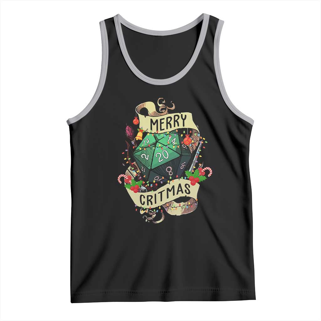 Funny Christmas Tabletop RPG Tank Top Merry Critmas D20 RPG Gamer Gaming TS11 Black Athletic Heather Print Your Wear