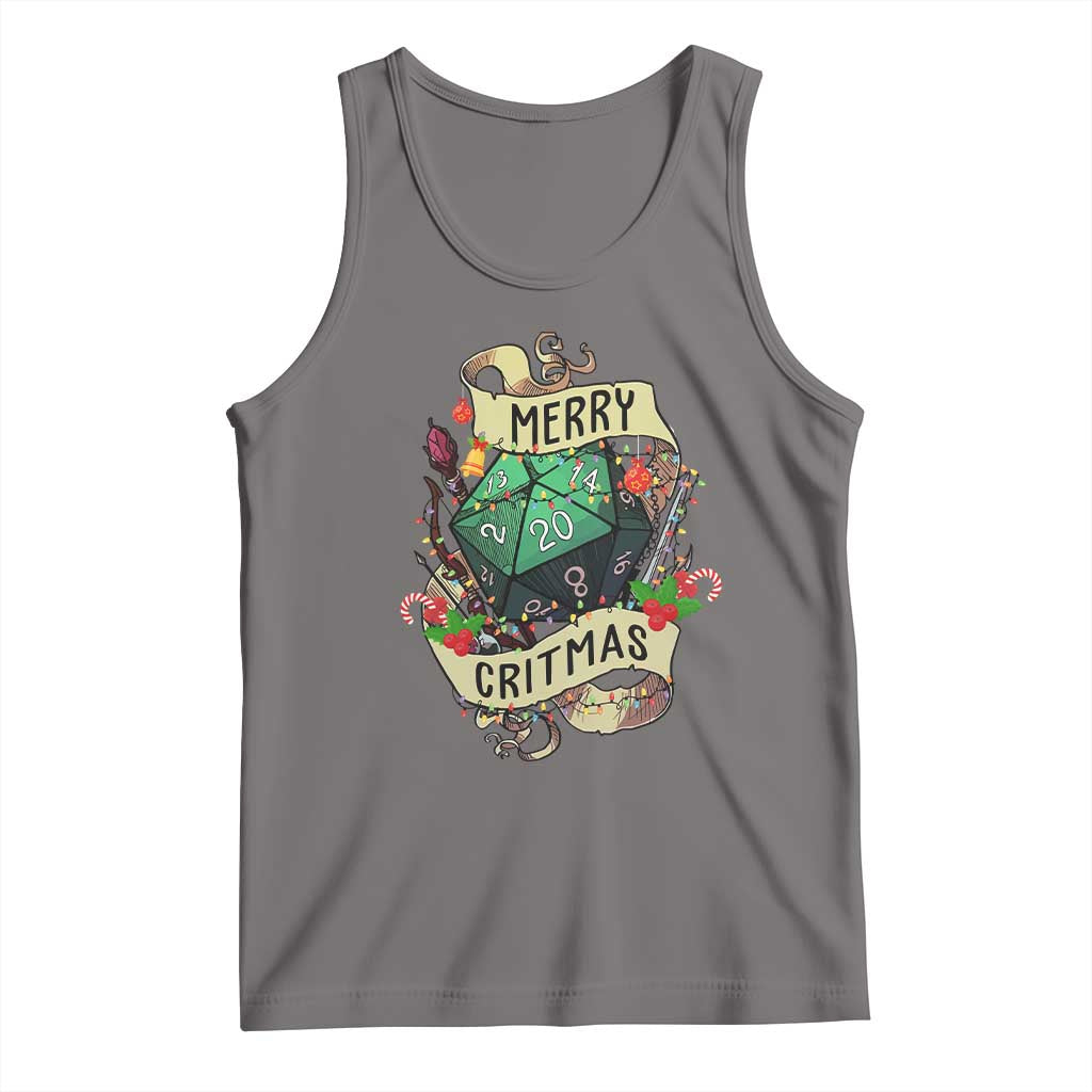 Funny Christmas Tabletop RPG Tank Top Merry Critmas D20 RPG Gamer Gaming TS11 Deep Heather Print Your Wear