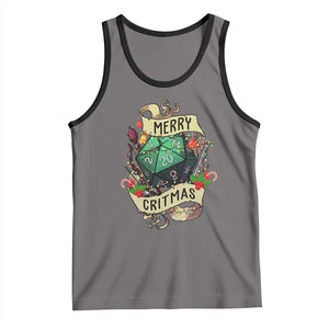 Funny Christmas Tabletop RPG Tank Top Merry Critmas D20 RPG Gamer Gaming TS11 Deep Heather Black Print Your Wear