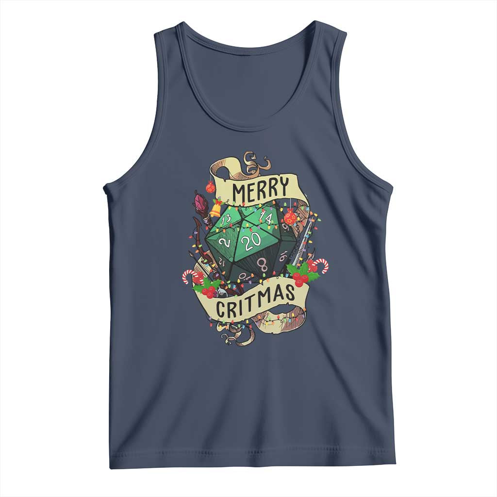 Funny Christmas Tabletop RPG Tank Top Merry Critmas D20 RPG Gamer Gaming TS11 Navy Print Your Wear
