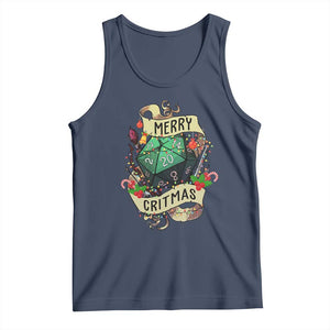 Funny Christmas Tabletop RPG Tank Top Merry Critmas D20 RPG Gamer Gaming TS11 Navy Print Your Wear