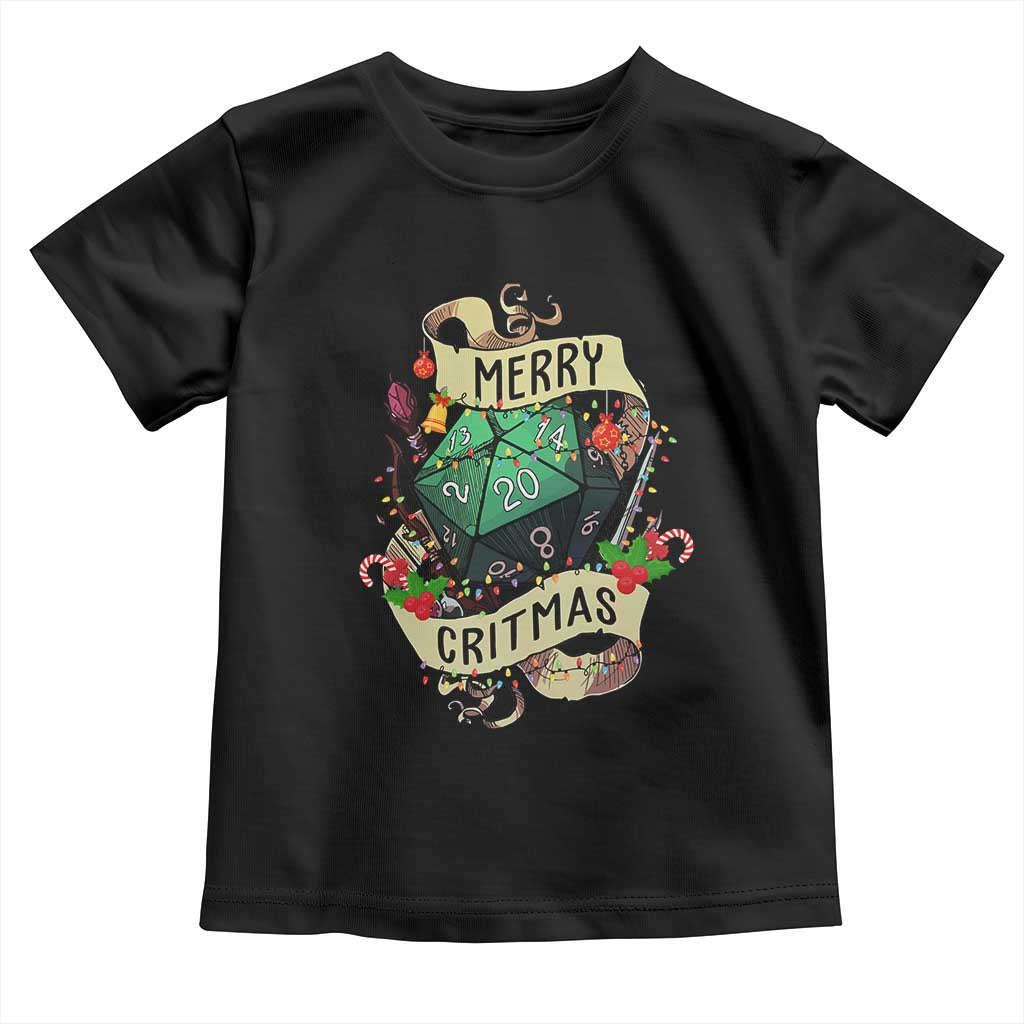 Funny Christmas Tabletop RPG Toddler T Shirt Merry Critmas D20 RPG Gamer Gaming TS11 Black Print Your Wear