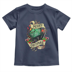 Funny Christmas Tabletop RPG Toddler T Shirt Merry Critmas D20 RPG Gamer Gaming TS11 Navy Print Your Wear