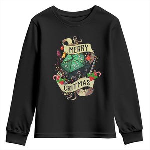 Funny Christmas Tabletop RPG Youth Sweatshirt Merry Critmas D20 RPG Gamer Gaming TS11 Black Print Your Wear