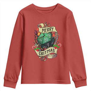 Funny Christmas Tabletop RPG Youth Sweatshirt Merry Critmas D20 RPG Gamer Gaming TS11 Red Print Your Wear