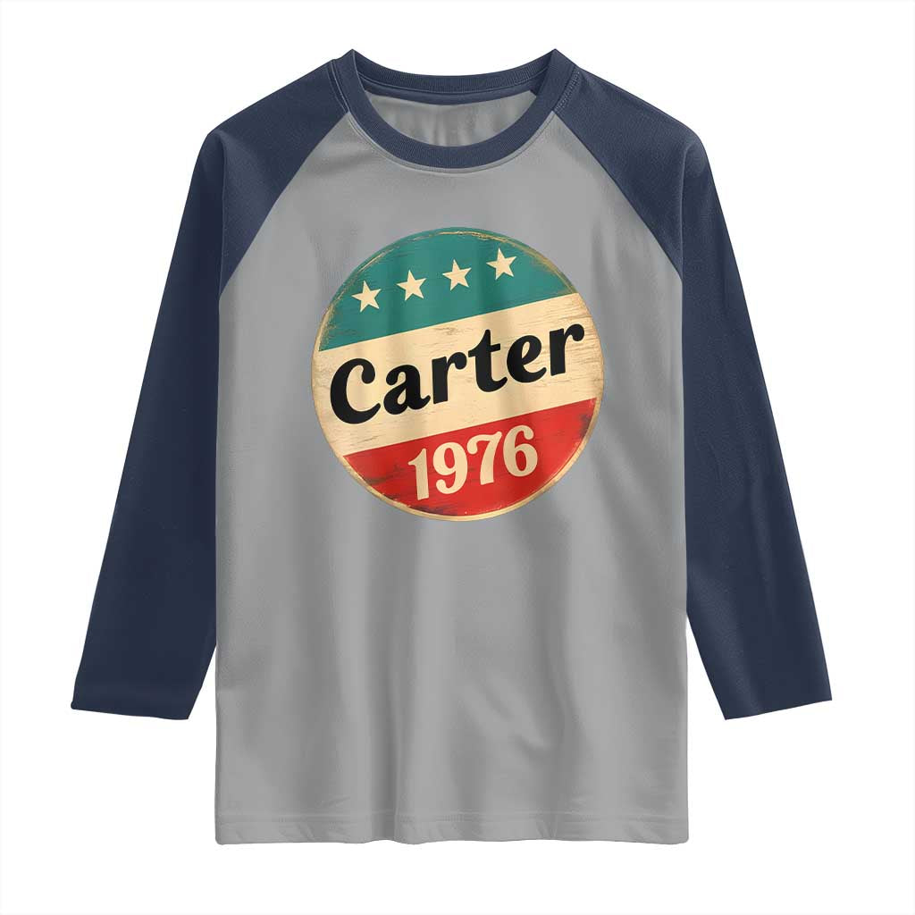 Jimmy Carter Supporter Raglan Shirt 39th President U.S Presidential Election 1976 TS11 Sport Gray Navy Print Your Wear