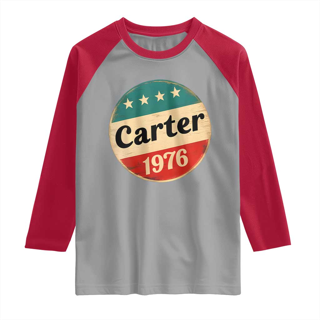 Jimmy Carter Supporter Raglan Shirt 39th President U.S Presidential Election 1976 TS11 Sport Gray Red Print Your Wear