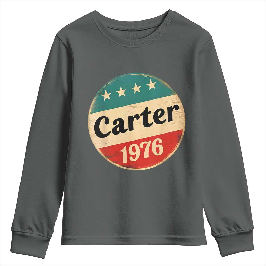 Jimmy Carter Supporter Youth Sweatshirt 39th President U.S Presidential Election 1976 TS11 Dark Heather Print Your Wear
