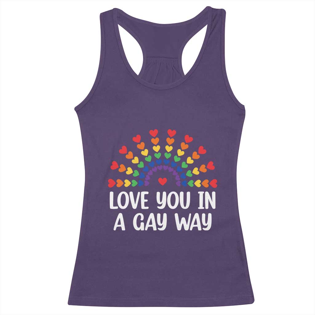 Funny Valentine's Day LGBT Racerback Tank Top Love You In A Gay Way Rainbow Hearts TS11 Purple Print Your Wear